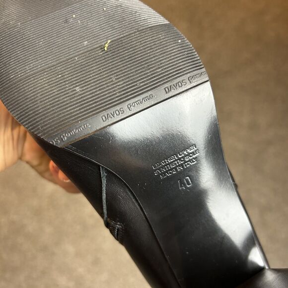 Napoleon Davos Gomma Leather Heeled Mid-calf Booties 40 Black Side-zip - Picture 7 of 15